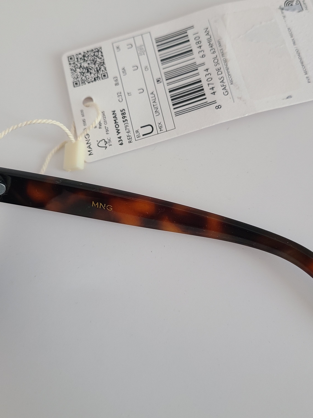 Mango Tortoiseshell Sunglasses with Dark Brow Amber Accents and Navy Blue Lenses - Picture 6 of 6